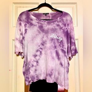Plus Size “Honey” Purple Tie Dye Crop Top T-Shirt 3X 4X
